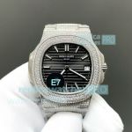 Swiss Clone E7 Factory Patek Philippe Nautilus 5711 Grey Face Pave Diamond Watch 